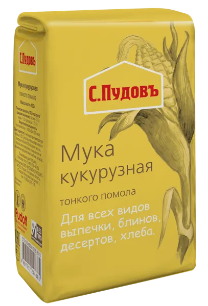 Изображение Мука кукурузная С.Пудовъ тонкий помол Хлебзернопродукт м/у, 450 г