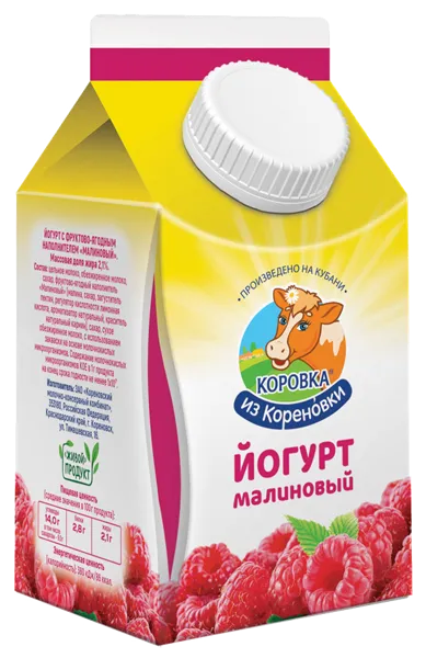 Изображение Йогурт 2,1% питьевой Коровка из Кореновки малина Кореновский МКК т/р, 450 мл