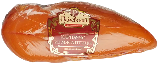 Изображение Мясо кур сырокопченое Рублевский карпаччо из мяса птиц Москворецкий МПЗ в/у 