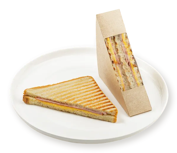 Изображение Сэндвич на пшеничном хлебе с окороком свиным копчено-вареным, с сыром СП ТАБРИС карт/уп, 150 г