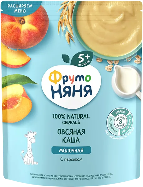 Изображение Каша с 5 мес с молоком Фрутоняня овсяная с персиком Прогресс м/у, 200 г