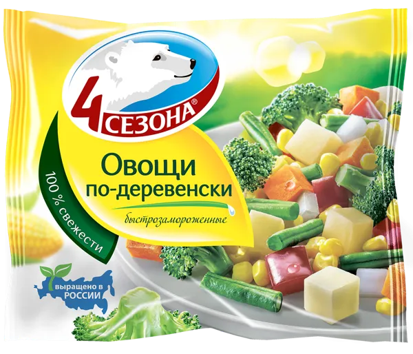Изображение Овощная смесь замороженная 4 Сезона по-деревенски Хладоком Западный м/у, 400 г