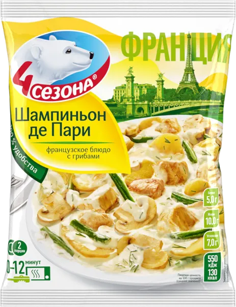 Изображение Готовое Блюдо замороженное 4 Сезона шампиньон де пари Хладоком Западный м/у, 600 г