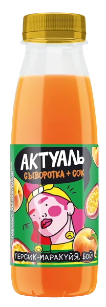 Изображение Напиток сывороточный Актуаль персик Маракуйя Эйч энд Эн п/б, 310 мл