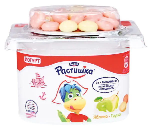 Изображение Йогурт 3% с 3 лет Растишка яблоко-груша с печеньем Эйч энд Эн п/б, 118 г
