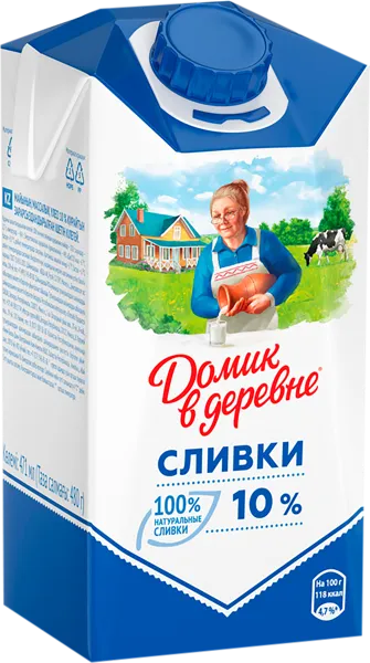 Изображение Сливки 10% Домик в деревне ВБД т/п, 471 мл