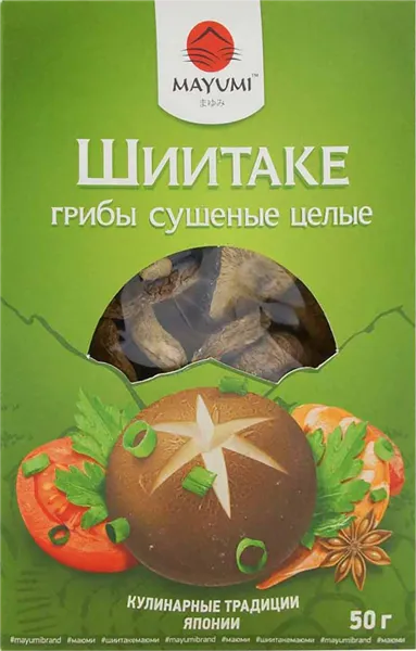 Изображение Грибы сушеные целые Маюми шиитаке Син Е к/у, 50 г