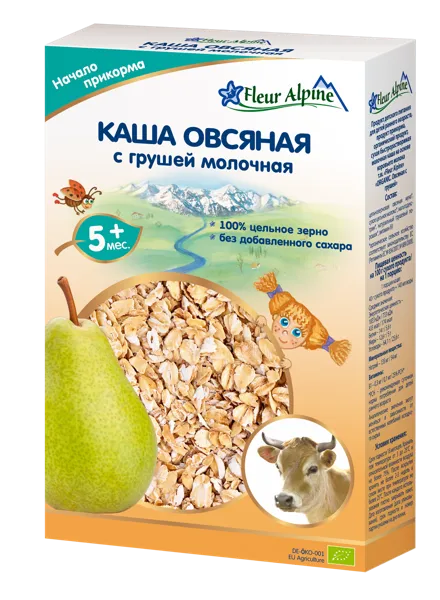 Изображение Каша с 5 мес молочная Флер Альпин БИО овсяная с грушей Топфер Гмбх кор, 200 г