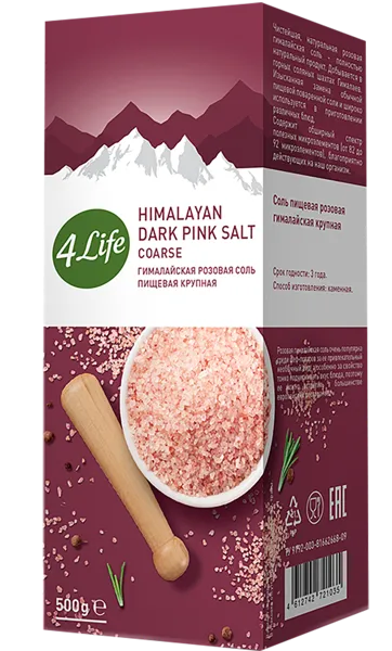 Изображение Соль розовая 4Лайф гималайская крупная Копэкер Агро кор, 500 г