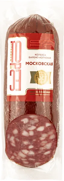 Изображение Колбаса варёно-копчёная в/с Торес московская Торес фирма в/у, 330 г