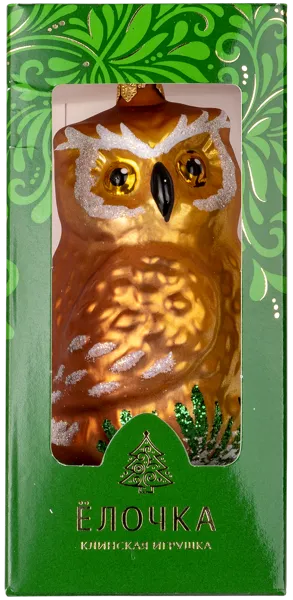 Изображение Фигурка Сова стекло Ёлочка с1670 Клинская игрушка к/у, 1 шт