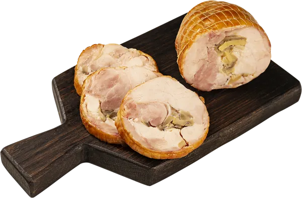 Изображение Рулет варено-копченый Куриный фирменный с грибами СП ТАБРИС вес 