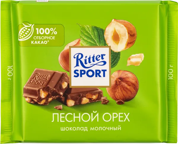 Изображение Шоколад молочный Риттер Спорт лесной орех Риттер Спорт м/у, 100 г