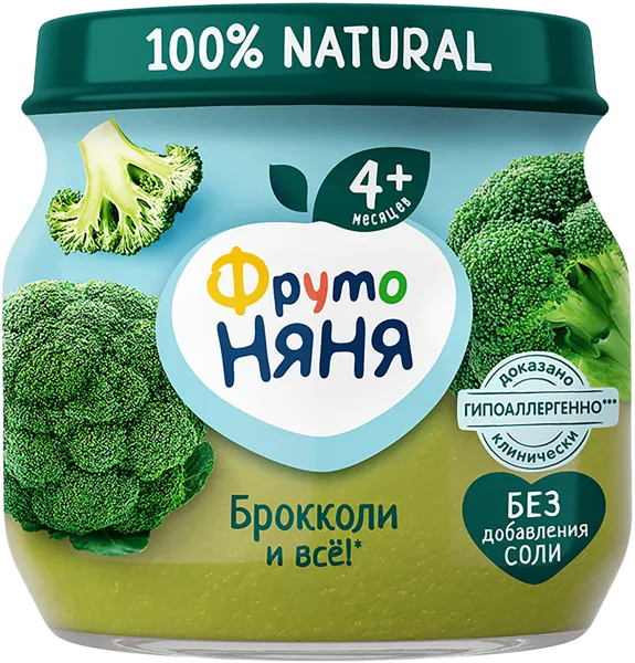 Изображение Пюре овощное с 4,5 мес Фрутоняня брокколи Прогресс с/б, 80 г