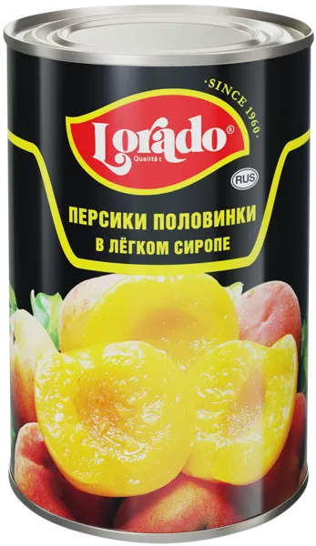 Изображение Персики в сиропе Лорадо половинки Меркур Гамбург ж/б, 410 г