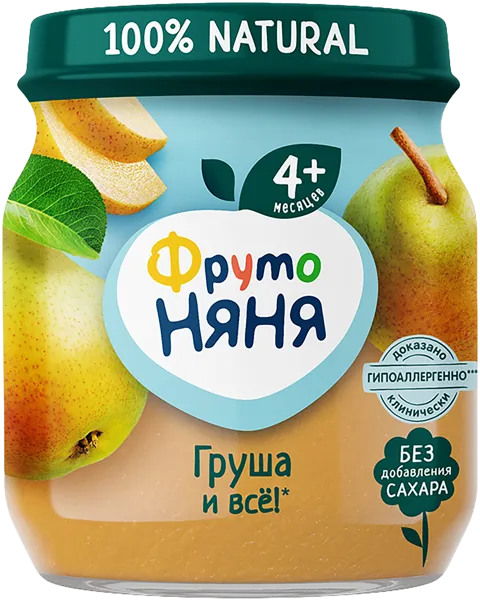 Изображение Пюре фруктовое с 4 мес Фрутоняня груша натуральная Прогресс с/б, 100 г