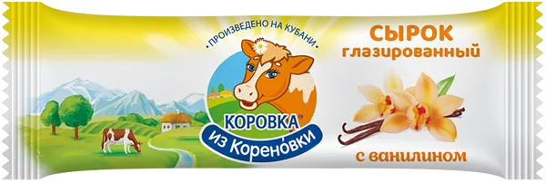 Изображение Сырок глазированный 18% Коровка из Кореновки с ванилином Кореновский МКК м/у, 40 г