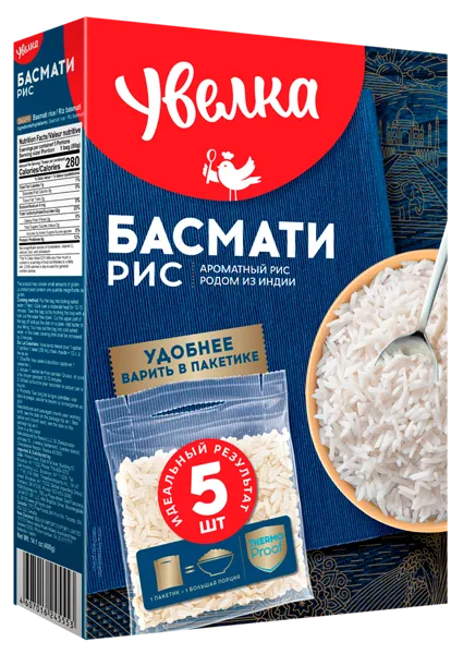 Изображение Рис длиннозерный Увелка 5*80 басмати Ресурс м/у, 400 г