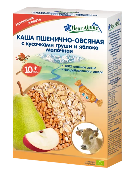 Изображение Каша с 10 мес молочная Флер Альпин БИО пшенич-овсян груша яблоко Топфер Гмбх кор, 200 г