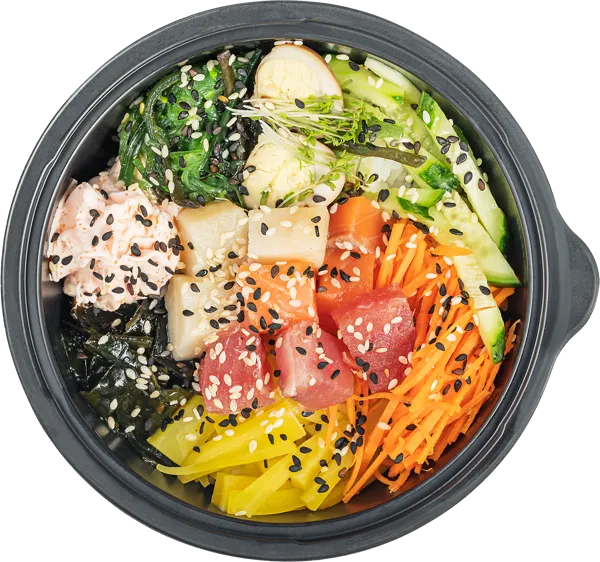 Изображение Салат Боул по-корейски С форелью тунцом масляной овощами сырным соусом СП ТАБРИС пл/уп, 250 г