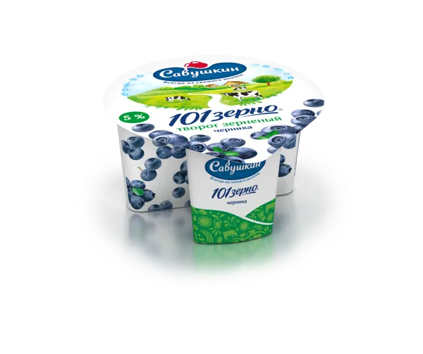Изображение Творог 5% зерненый 101 зерно черника Савушкин продукт п/б, 130 г