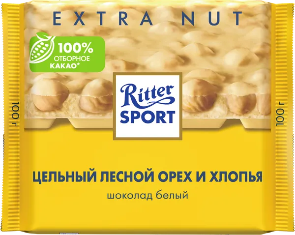 Изображение Шоколад белый Риттер Спорт цельный орех и хлопья Риттер Спорт м/у, 100 г