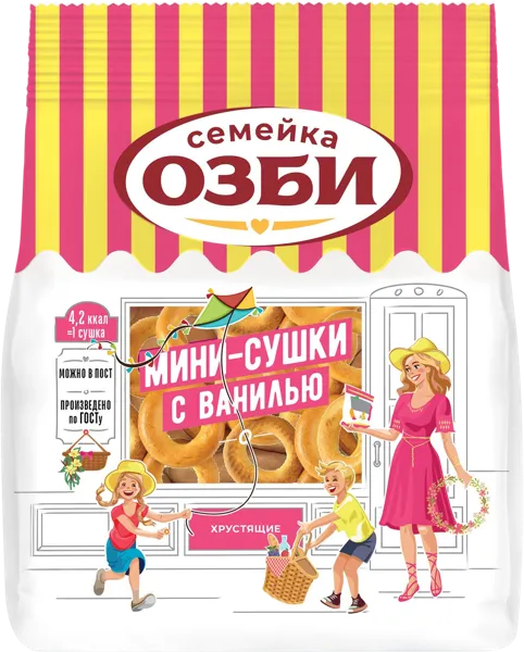 Изображение Сушки пшеничные ОЗБИ мини с ванилью ОЗБИ м/у, 150 г