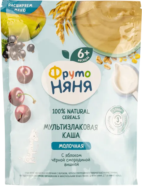 Изображение Каша с 6 мес с молоком Фрутоняня мульти ябл смород Прогресс м/у, 200 г