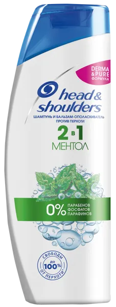 Изображение Шампунь для всех типов волос Хэд энд шолдерс ментол освежающий 2в1 Проктер Энд Гэмбл п/у, 400 мл