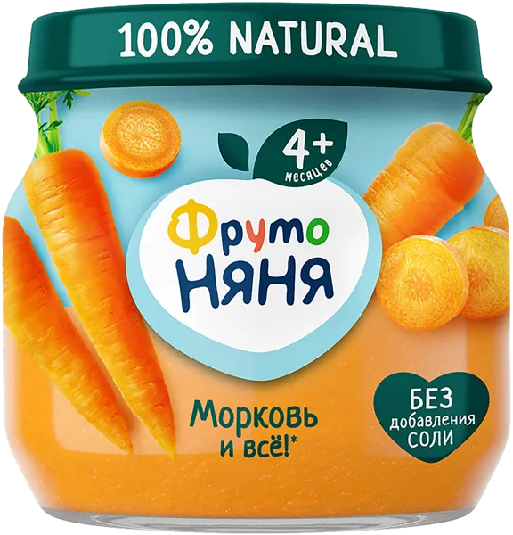 Изображение Пюре овощное с 4 мес Фрутоняня морковь Прогресс с/б, 80 г