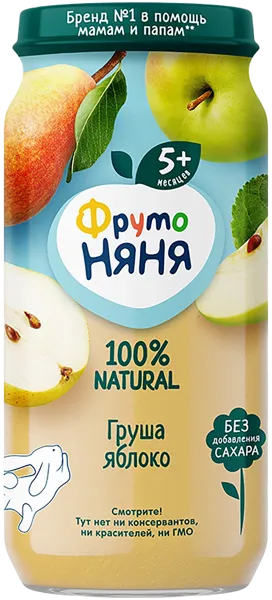 Изображение Пюре фруктовое с 5 мес Фрутоняня яблоко груша Прогресс с/б, 250 г