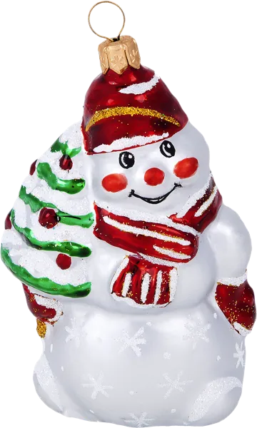 Изображение Фигурка Снеговик с ёлкой стекло Ёлочка С 1777 Клинская игрушка к/у, 1 шт