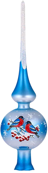 Изображение Верхушка Снегири стекло Ёлочка с1538 Клинская игрушка к/у, 1 шт