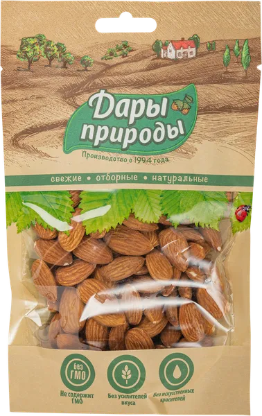 Изображение Орехи натуральные Дары природы миндаль очищенный МОК производство м/у, 150 г