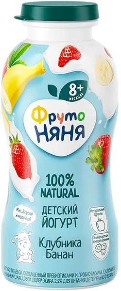 Изображение Йогурт 2,5% с 8 месяцев Фрутоняня клубника банан Прогресс п/б, 200 мл