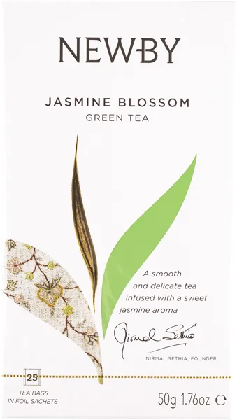 Изображение Чай зеленый в пакетиках Ньюби цветы жасмина Ньюби Тиз кор, 25*2 г