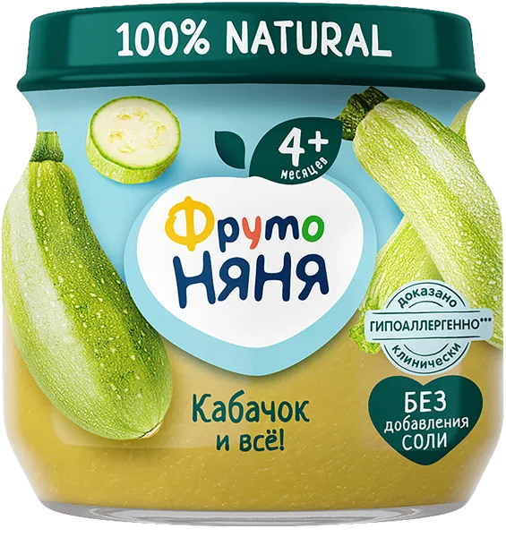 Изображение Пюре овощное с 4 мес Фрутоняня кабачок Прогресс с/б, 80 г
