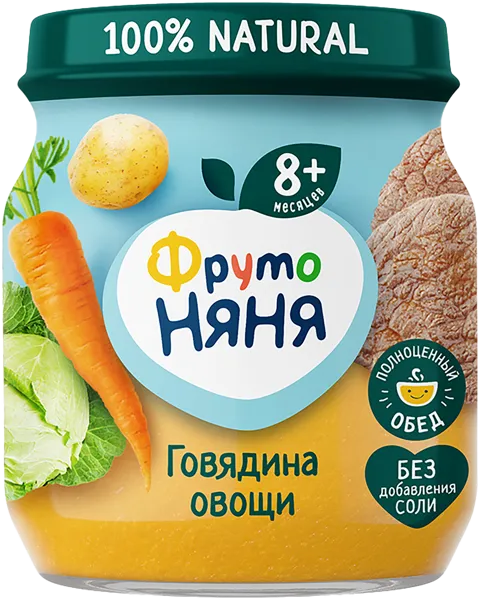 Изображение Пюре мясное с 8 мес Фрутоняня говядина овощи Прогресс с/б, 100 г
