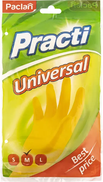 Изображение Перчатки средние резиновые Паклан практи универсал желтые СеДо сп м/у, 1 пара