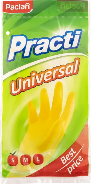 Изображение Перчатки малые резиновые Паклан практи универсал желтые СеДо сп м/у, 1 пара