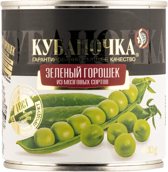 Изображение Горошек зеленый Кубаночка в собственном соку Гранд Стар ж/б, 400 г