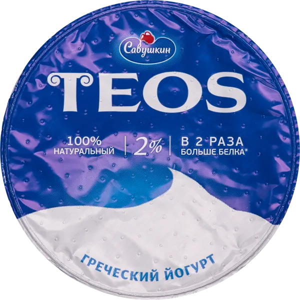 Изображение Йогурт 2% греческий Теос натуральный Савушкин продукт п/б, 140 г