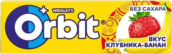 Изображение Жевательная резинка Орбит вайт клубника-банан Марс м/у, 13,6 г
