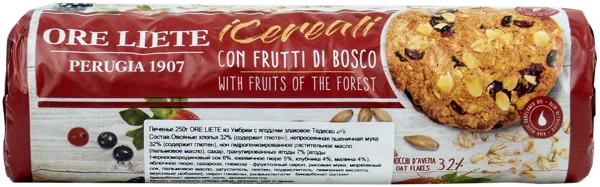 Изображение Печенье злаковое Оре Лиете из Умбрии с ягодами Тедеско м/у, 250 г