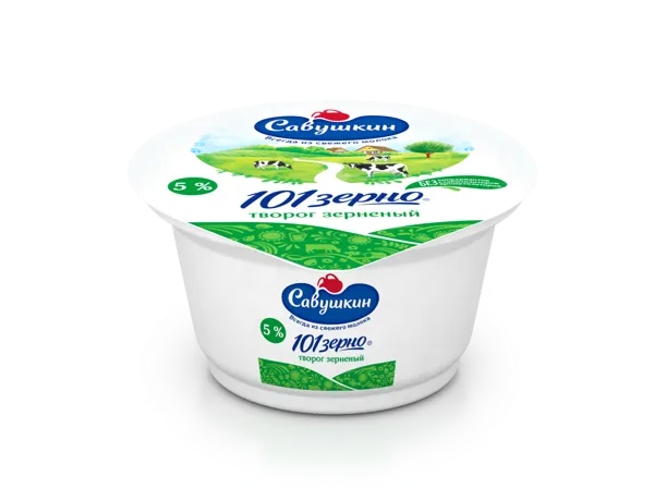 Изображение Творог 5% зерненый 101 зерно со сливками Савушкин продукт п/б, 130 г