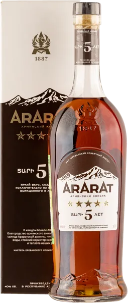 Изображение Коньяк 5 лет 40% Арарат 5 звезд ЕКЗ п/у, 0,7 л