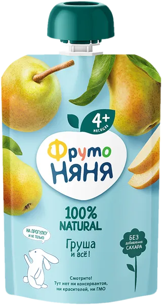 Изображение Пюре фруктовое с 4 мес Фрутоняня груша Прогресс пауч, 90 г