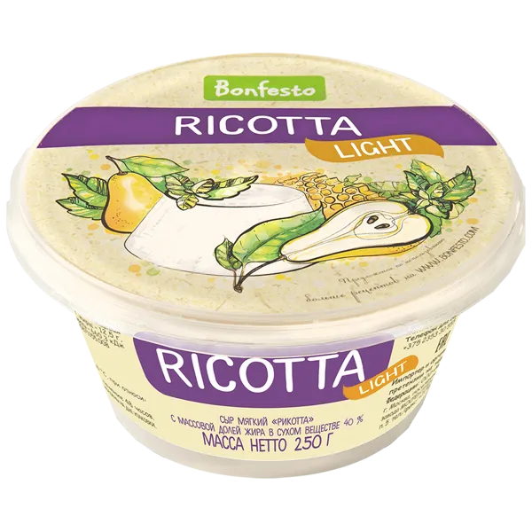 Изображение Сыр 40% Бонфесто рикотта легкая Туровский МК п/б, 250 г