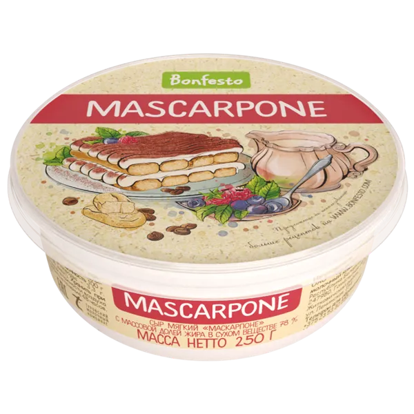 Изображение Сыр 78% Бонфесто маскарпоне Туровский МК п/б, 250 г