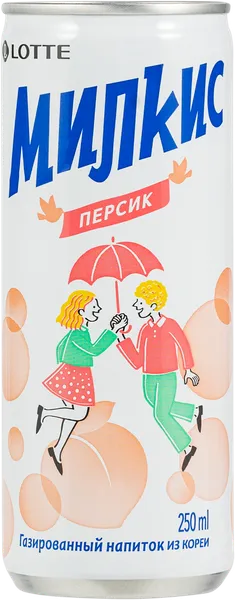 Изображение Напиток газ Милкис персик Лотте Чхильсон ж/б, 0,25 л